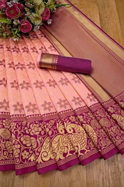 Banarasi Copper Zari Soft Silk Saree