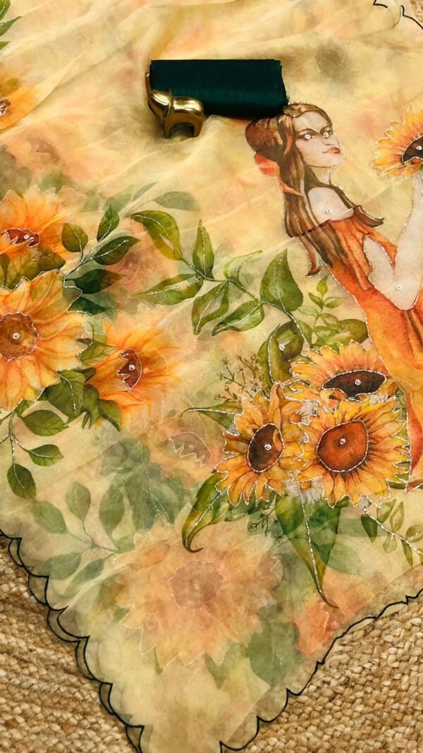 Beautiful Soft Pure Organza Handwork Sarees 3