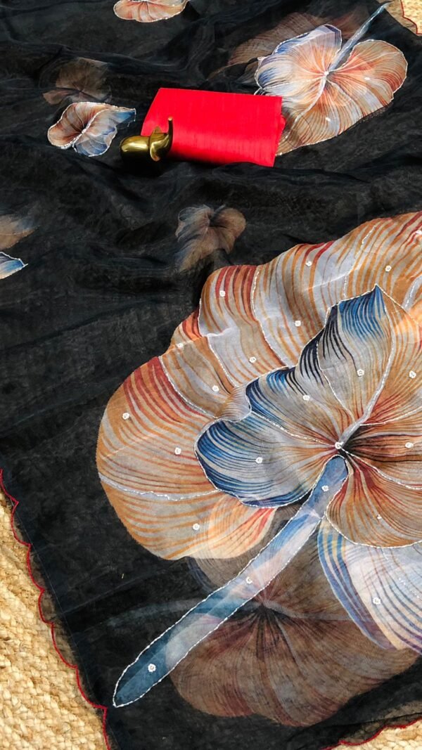 Beautiful Soft Pure Organza Handwork Sarees 5