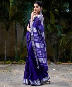 Latest Blue Colour Banarasi Soft Silk Saree