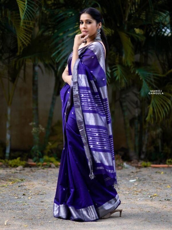 Latest Blue Colour Banarasi Soft Silk Saree