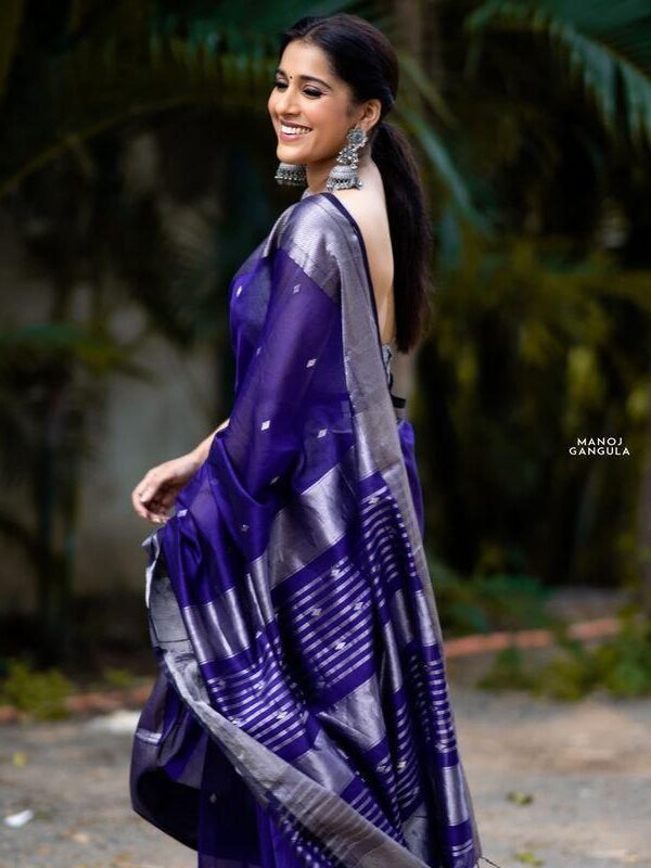 Latest Blue Colour Banarasi Soft Silk Saree