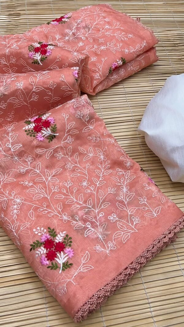 Organza Saree With Embroidery