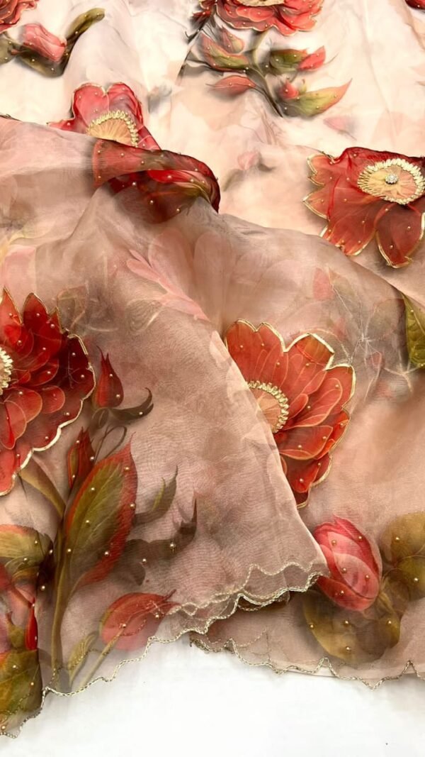 Organza Saree With Full Sleeve Blouse