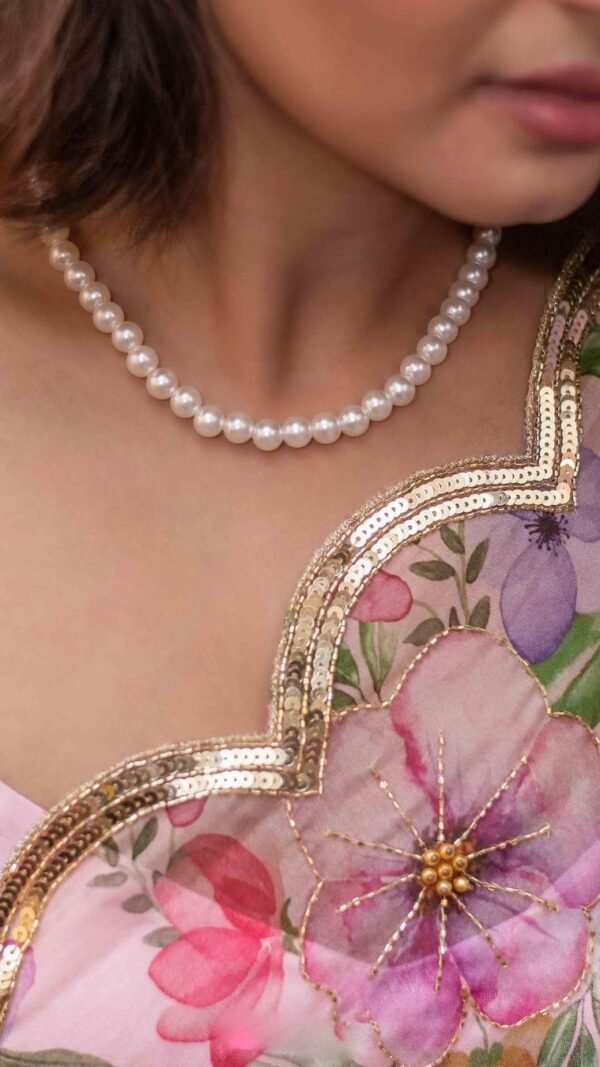 Pure Organza Floral Digital Print Saree with Handwork