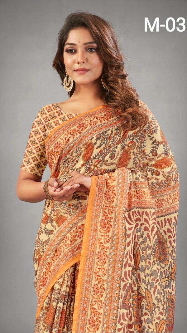 Boutique Designer Sarees Ajrakh Digital Print Muslin fabric Saree