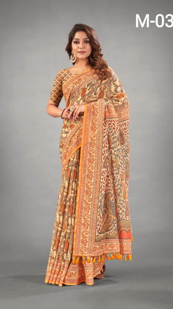 Boutique Designer Sarees Ajrakh Digital Print Muslin fabric Saree