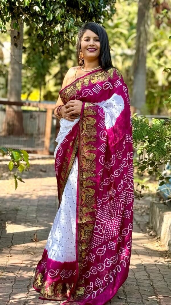 Designer Sarees Blouse Designs Bandhej Print Sarees