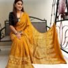 Designer Sarees Ready To Wear Ajrakh Digital Print Muslin fabric Saree