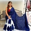Designer SareesFor Farewell Party Ajrakh Digital Print Muslin fabric Saree