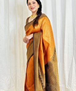 Designer SareesFor Reception For Bride Soft Lichi Silk Saree