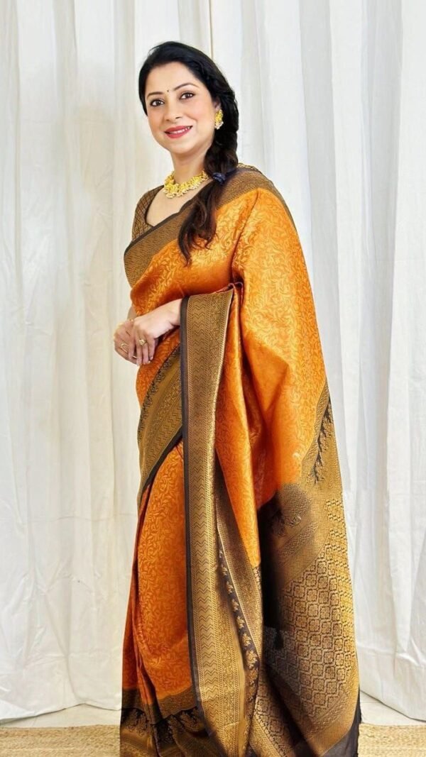 Designer SareesFor Reception For Bride Soft Lichi Silk Saree