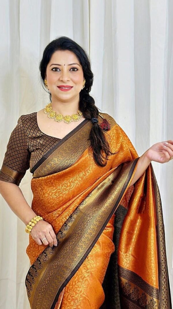 Designer SareesFor Reception For Bride Soft Lichi Silk Saree