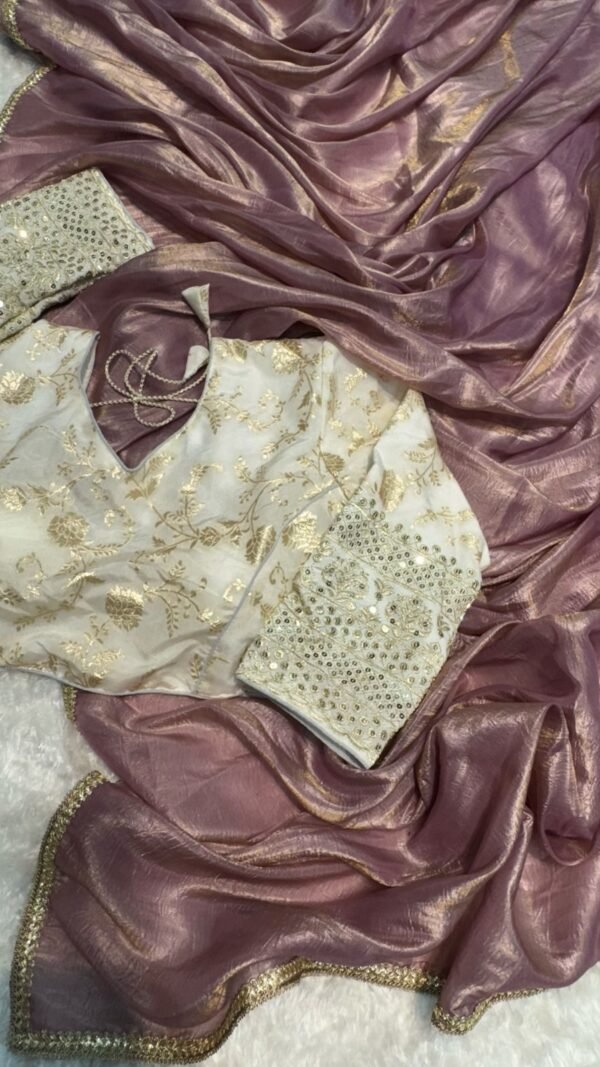 Designer SareesForKarwaChauth New Designer Crush Tissue Saree