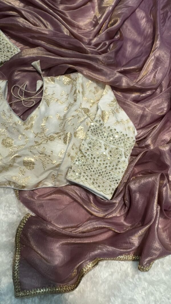 Designer SareesForKarwaChauth New Designer Crush Tissue Saree