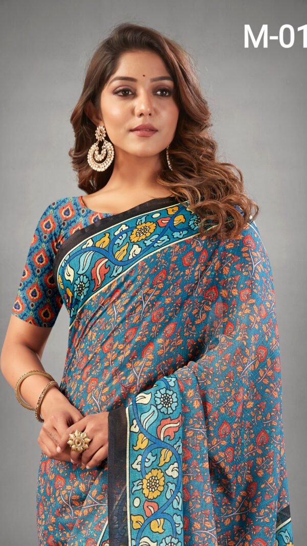 Designer SareesOnMeesho Ajrakh Digital Print Muslin fabric Saree