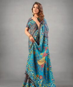 Designer SareesOnMeesho Ajrakh Digital Print Muslin fabric Saree