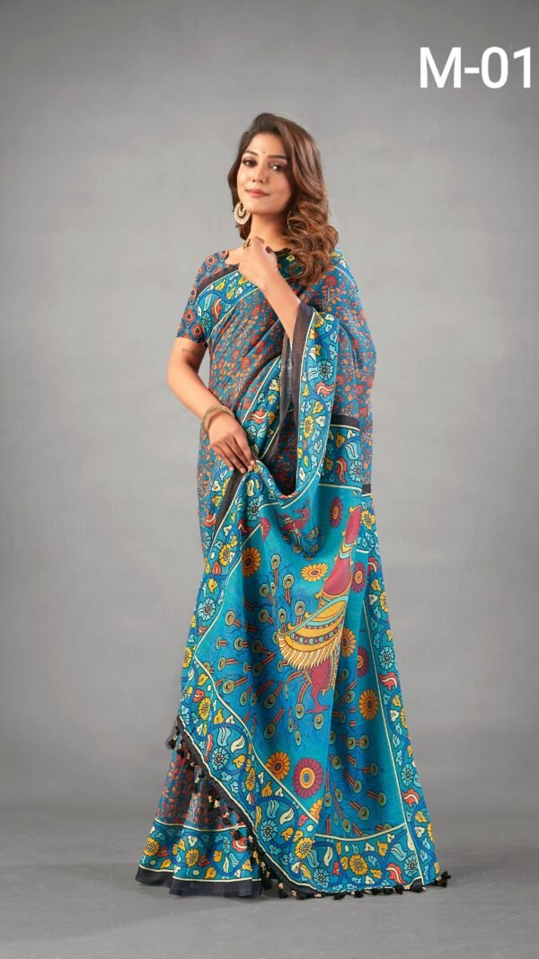 Designer SareesOnMeesho Ajrakh Digital Print Muslin fabric Saree