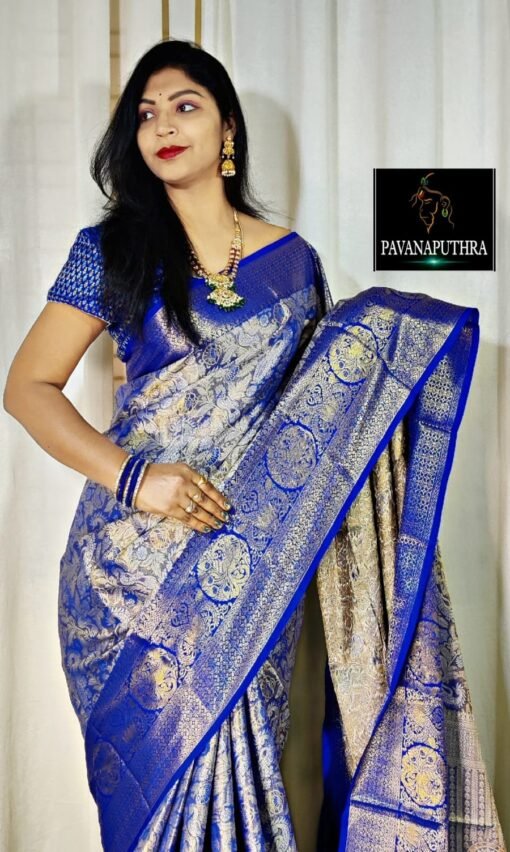 Designer SareesWith Designer Blouse Online Pure Kanjivaram Silk Saree