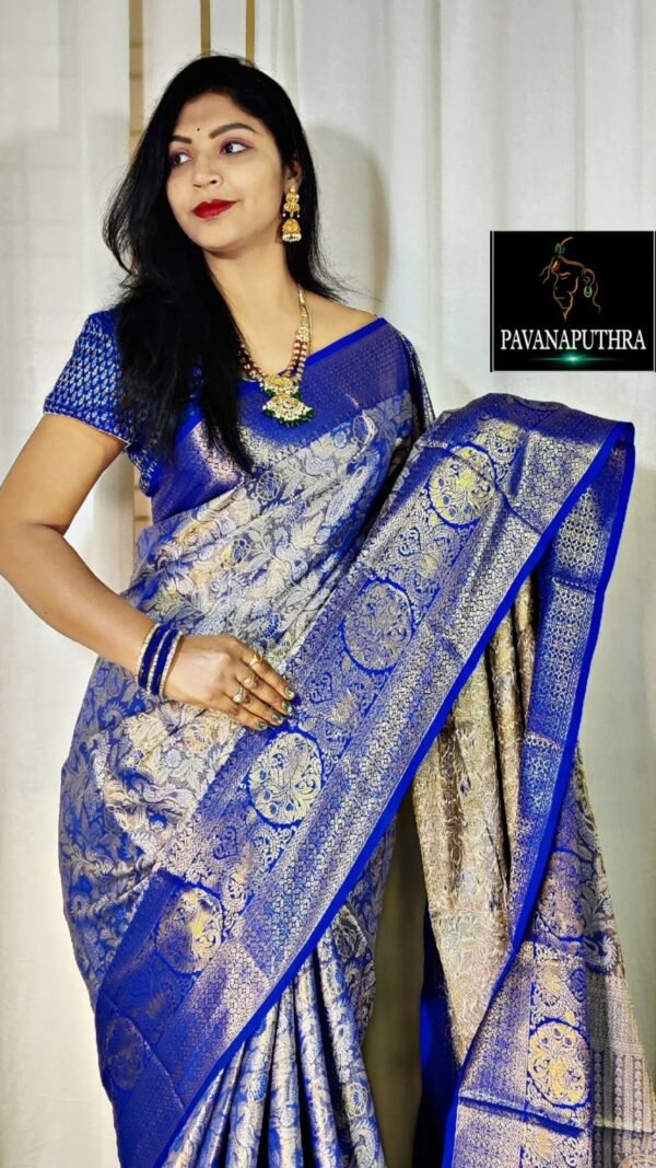 Designer SareesWith Designer Blouse Online Pure Kanjivaram Silk Saree