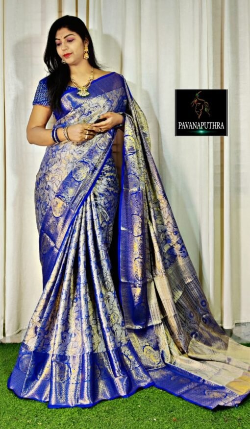 Designer SareesWith Designer Blouse Online Pure Kanjivaram Silk Saree