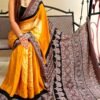 Heavy Designer SareesFor Wedding Ajrakh Digital Print Muslin fabric Saree
