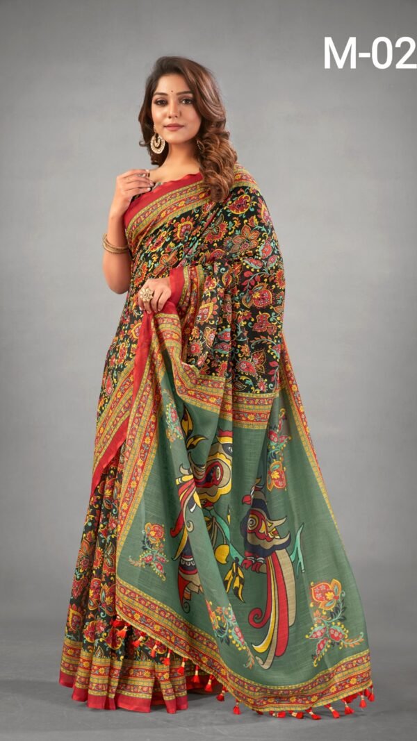 Indrani Designer Sarees Ajrakh Digital Print Muslin fabric Saree