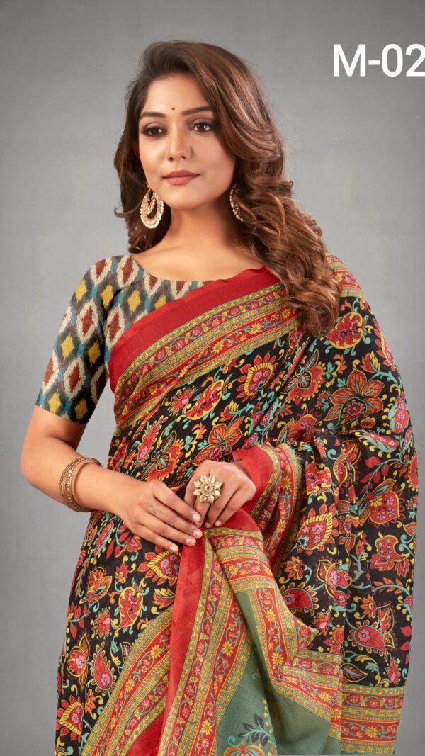 Indrani Designer Sarees Ajrakh Digital Print Muslin fabric Saree