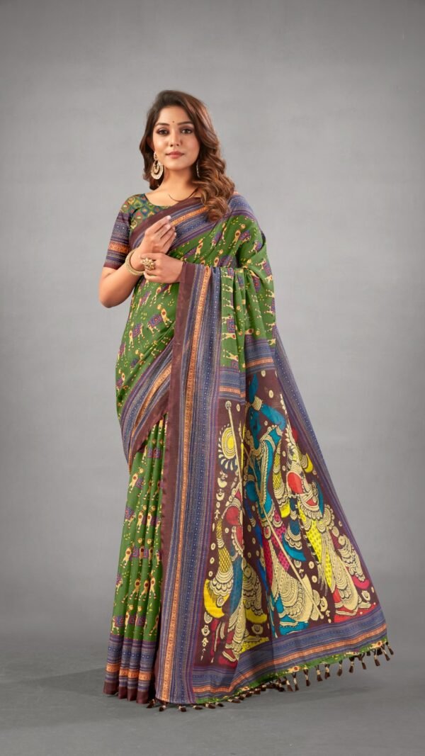 Latest Designer Sarees 2024 Ajrakh Digital Print Muslin fabric Saree